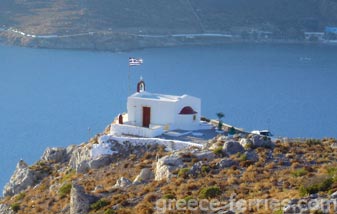 De Kerk Agios Georgios in Partheni Leros Eiland, Dodecanesos, Griekenland