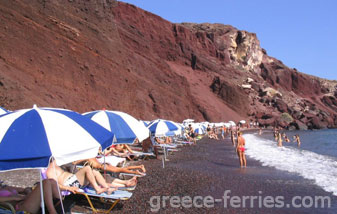 Playa Roja (Acrotiri) Santorini o Thira en Ciclades, Islas Griegas, Grecia