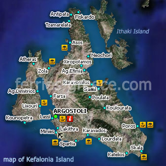 Map of Kefalonia Island Ionian Greece