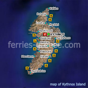 Map of Kythnos Island Cyclades Greece