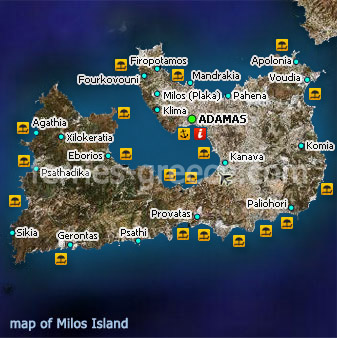 Map of Milos Island Cyclades Greece