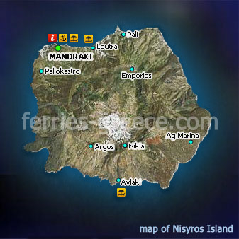 Carte de Nisyros Dodécanèse Grèce